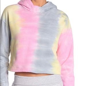 90 degree pastel tie dye crop hoodie